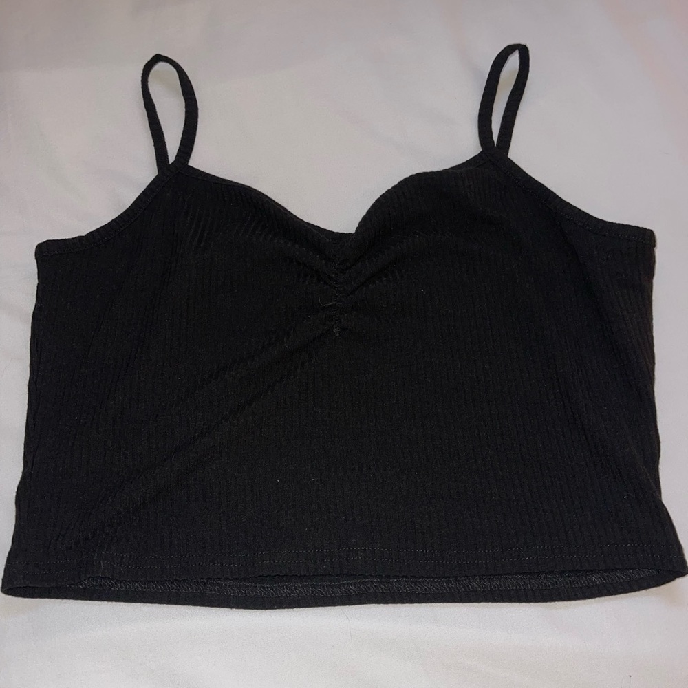 Black ribbed crop cami